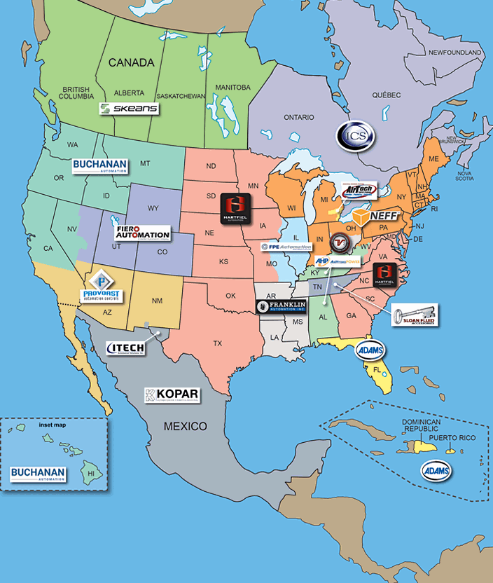 Click to expand PHD's North American Distributor Network map...