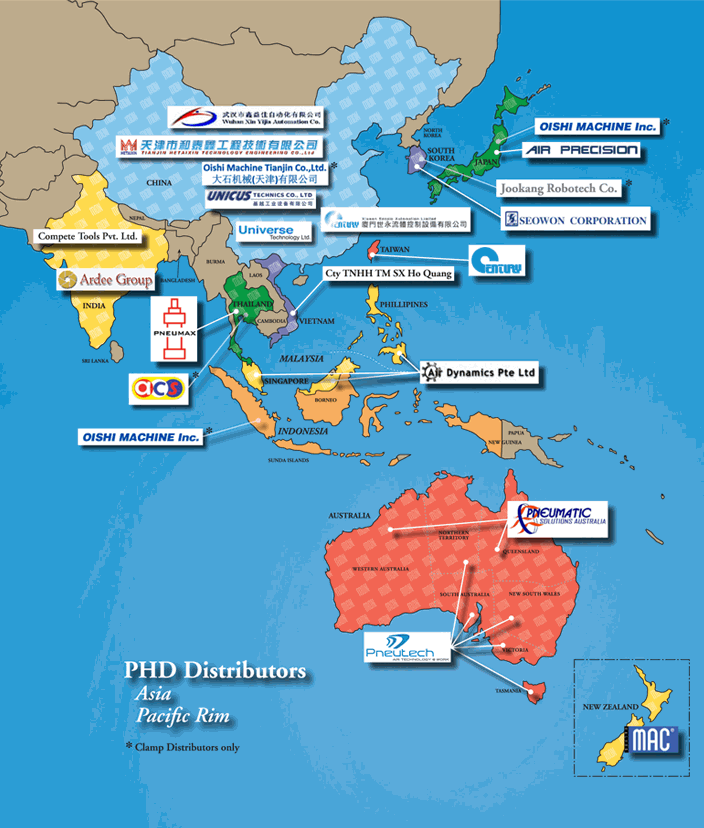 Click to expand PHD's Asian Distributor Network map...