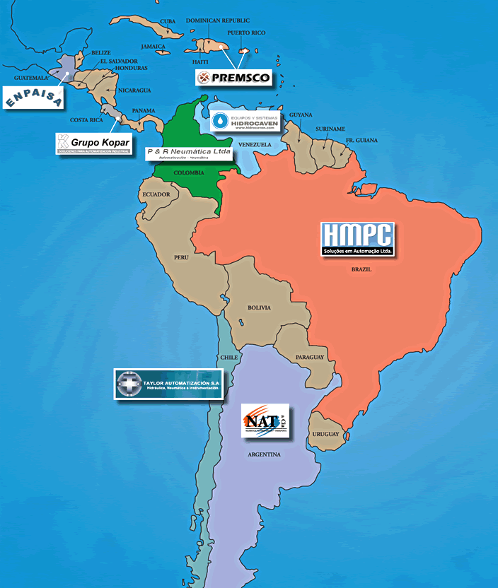 Click to expand PHD's South American Distributor Network map...